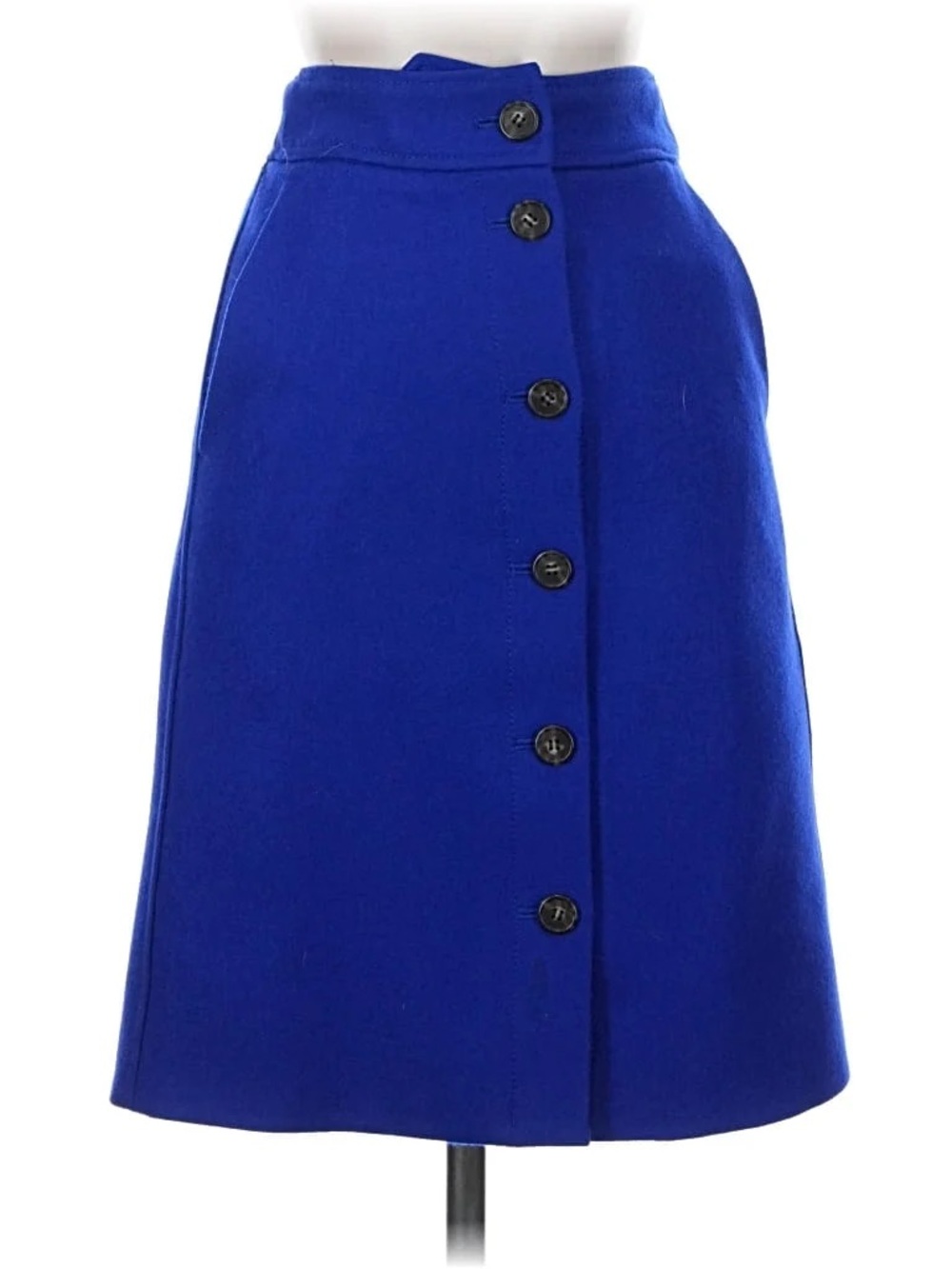 J. Crew Cobalt Blue wool  Button-Front A-Line Skirt size 8